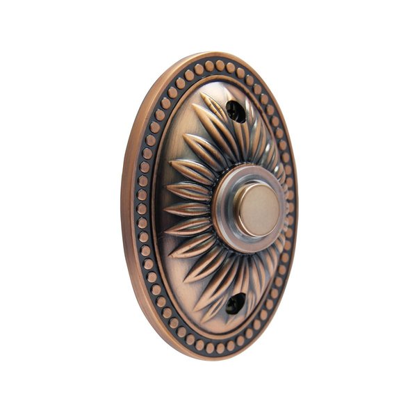 Iq America DP1230A Over-sized Wired Antique Copper Bronze Lighted Pushbutton Doorbell DP1230A
